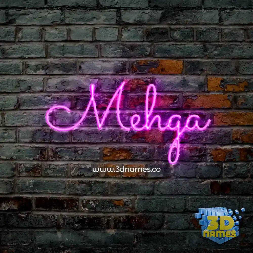 mehga in Pink Neon style - 3D name wallpaper
