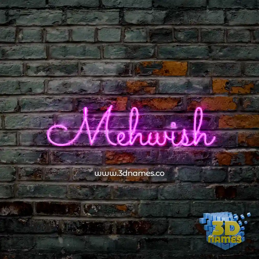 mehwish in Pink Neon style - 3D name wallpaper