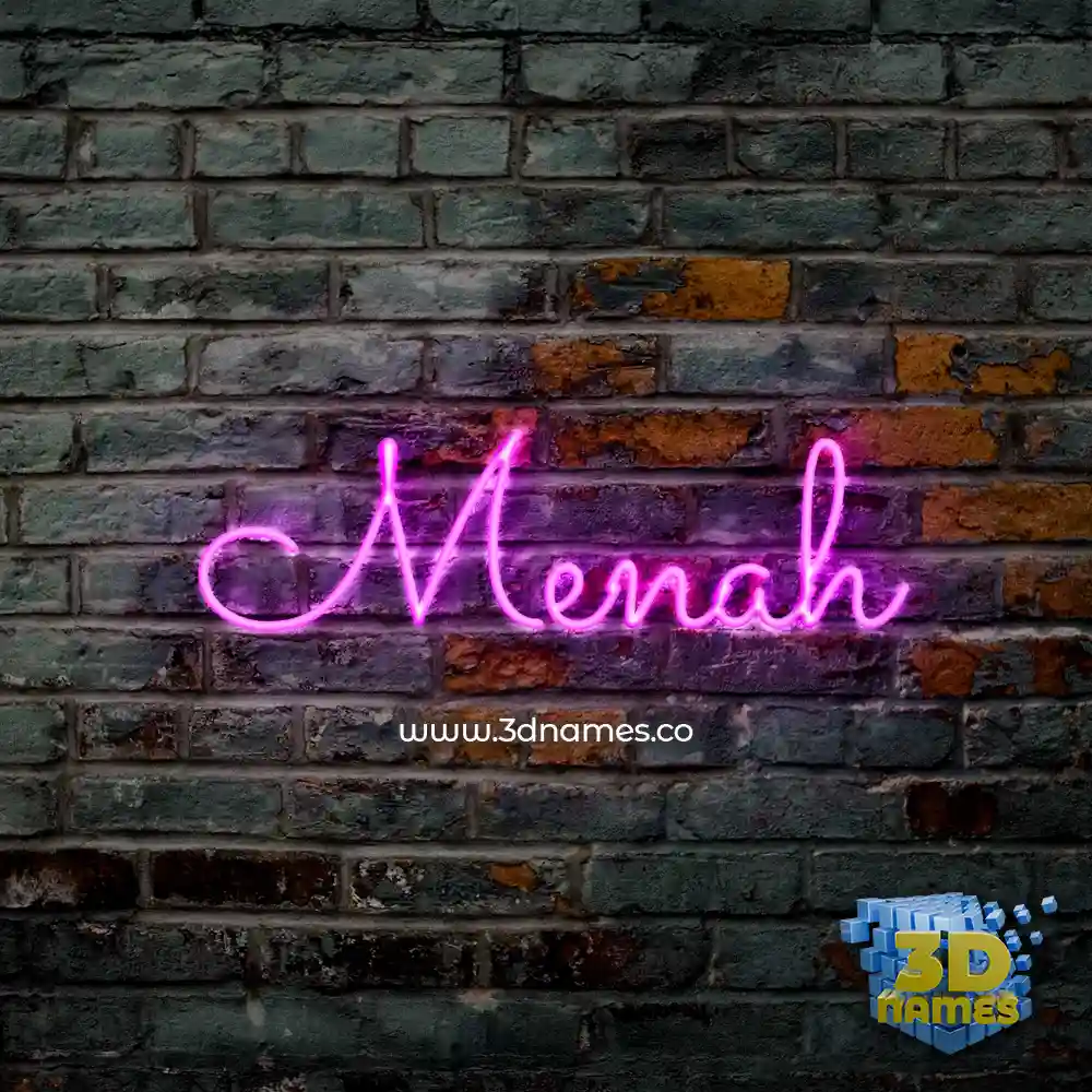 menah in Pink Neon style - 3D name wallpaper