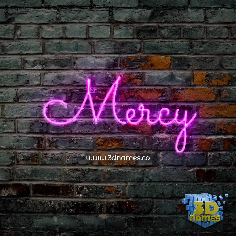 mercy in Pink Neon style - 3D name wallpaper