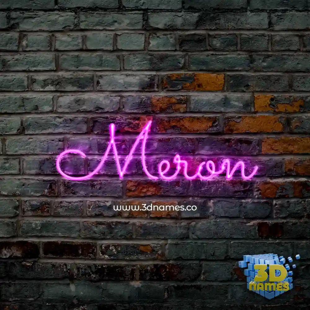 meron in Pink Neon style - 3D name wallpaper