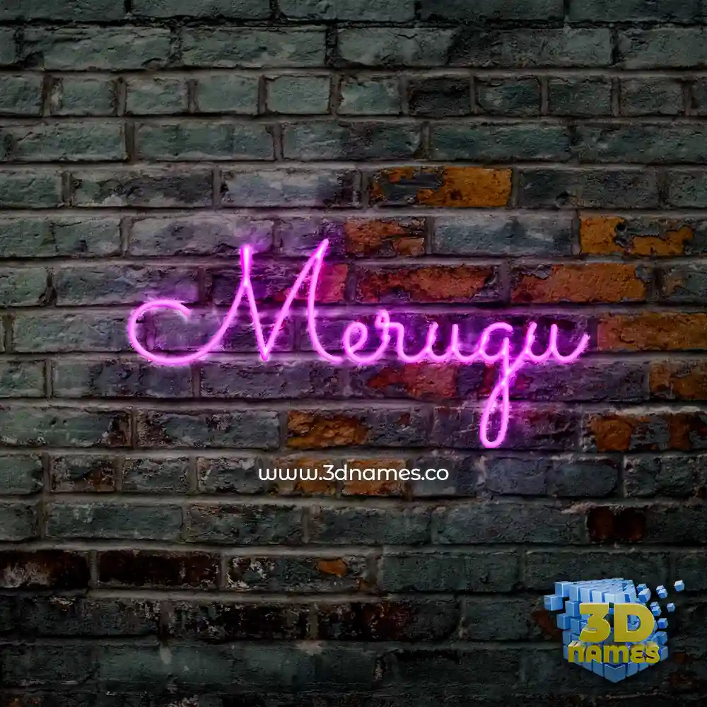 merugu in Pink Neon style - 3D name wallpaper
