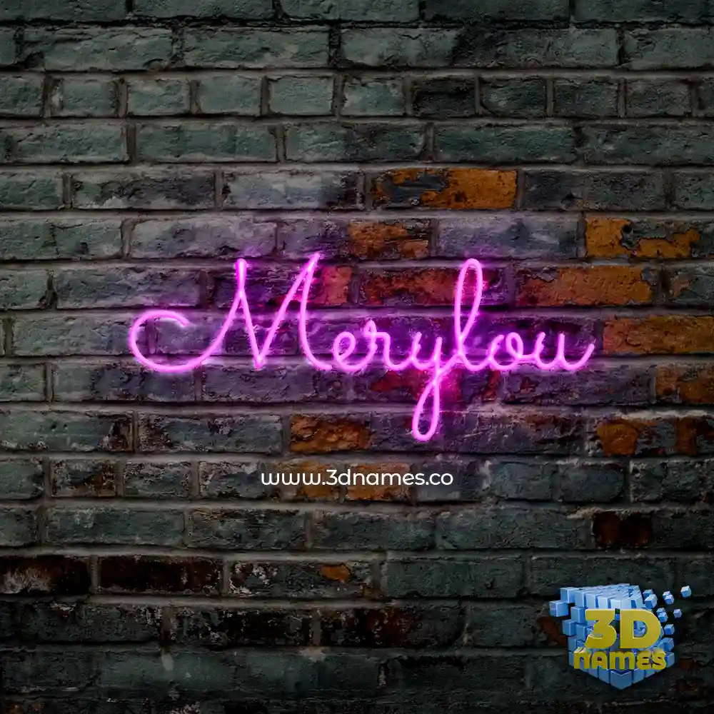merylou in Pink Neon style - 3D name wallpaper