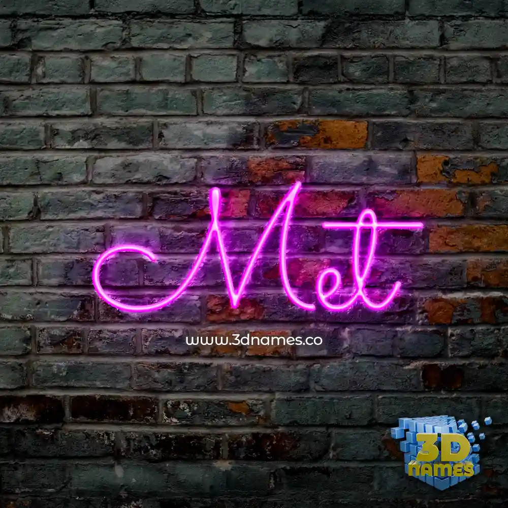met in Pink Neon style - 3D name wallpaper