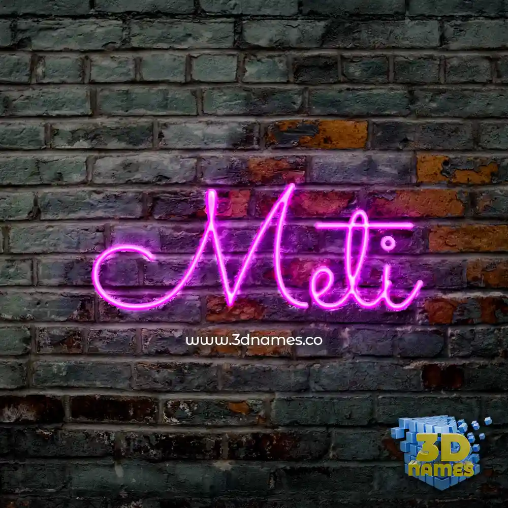meti in Pink Neon style - 3D name wallpaper
