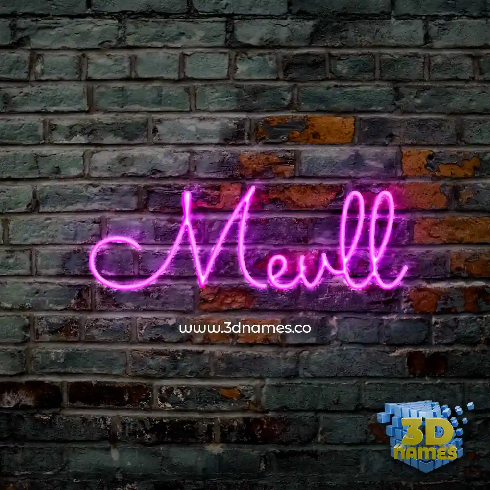 mevll in Pink Neon style - 3D name wallpaper