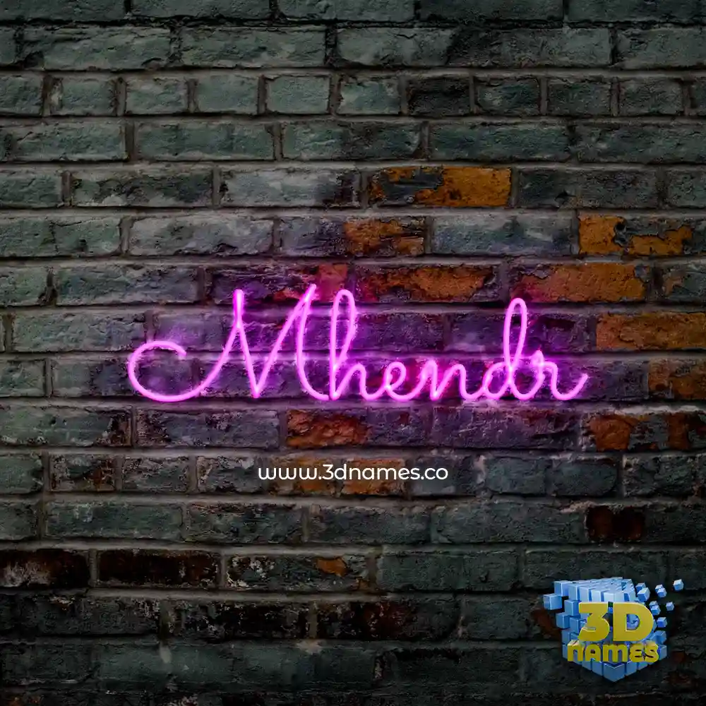 mhendr in Pink Neon style - 3D name wallpaper
