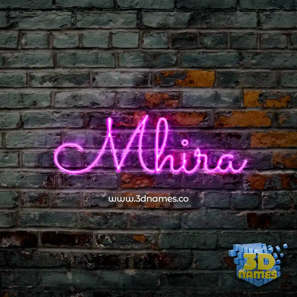 mhira in Pink Neon style - 3D name wallpaper