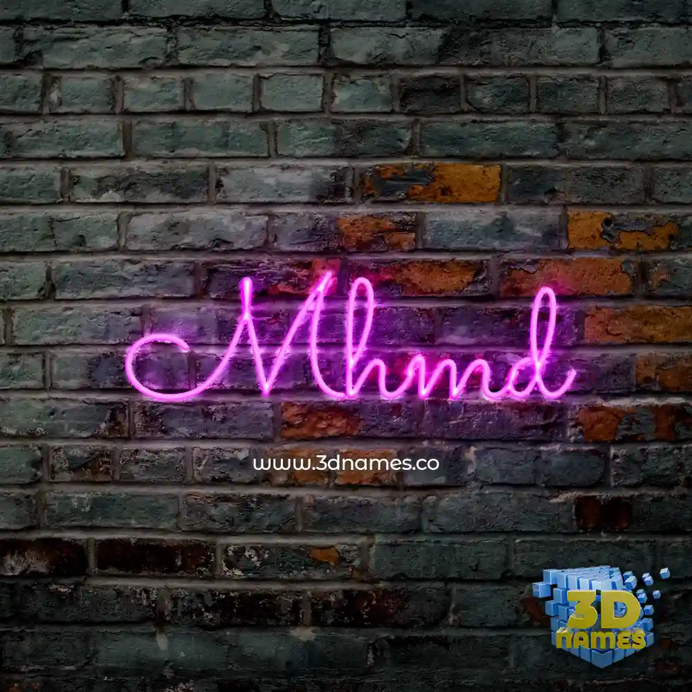 mhmd in Pink Neon style - 3D name wallpaper