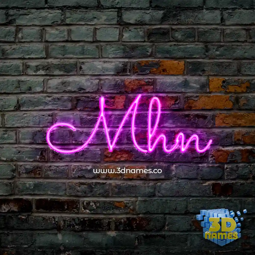 mhn in Pink Neon style - 3D name wallpaper