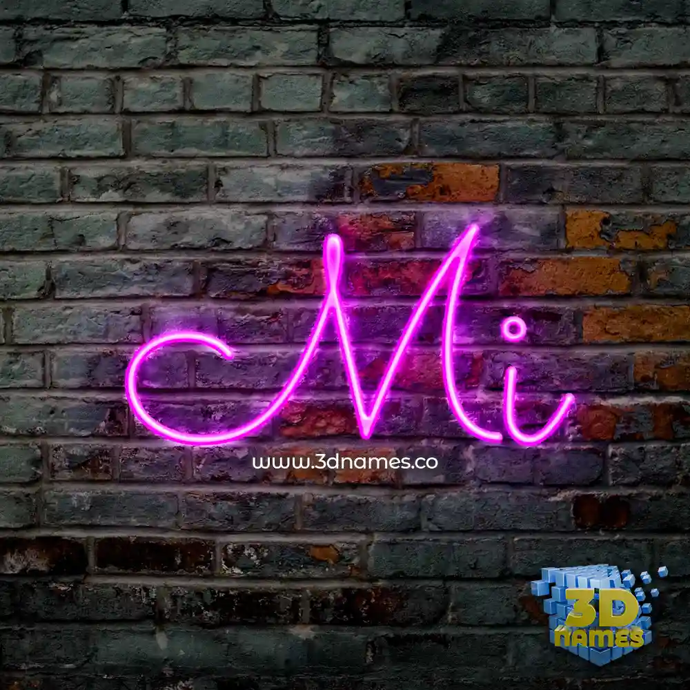 mi in Pink Neon style - 3D name wallpaper