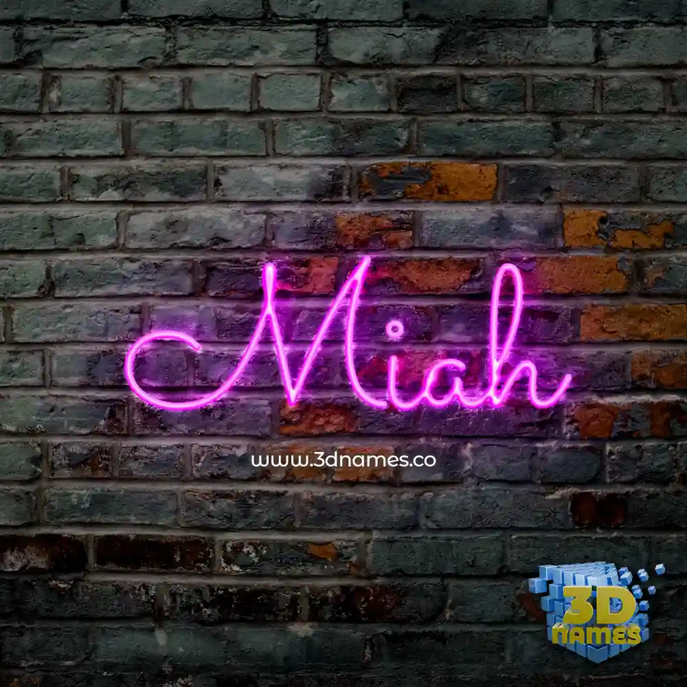 miah in Pink Neon style - 3D name wallpaper