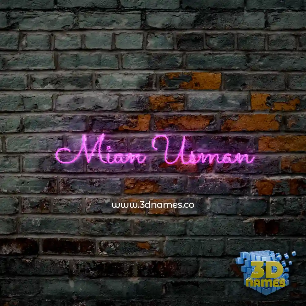 mian usman in Pink Neon style - 3D name wallpaper