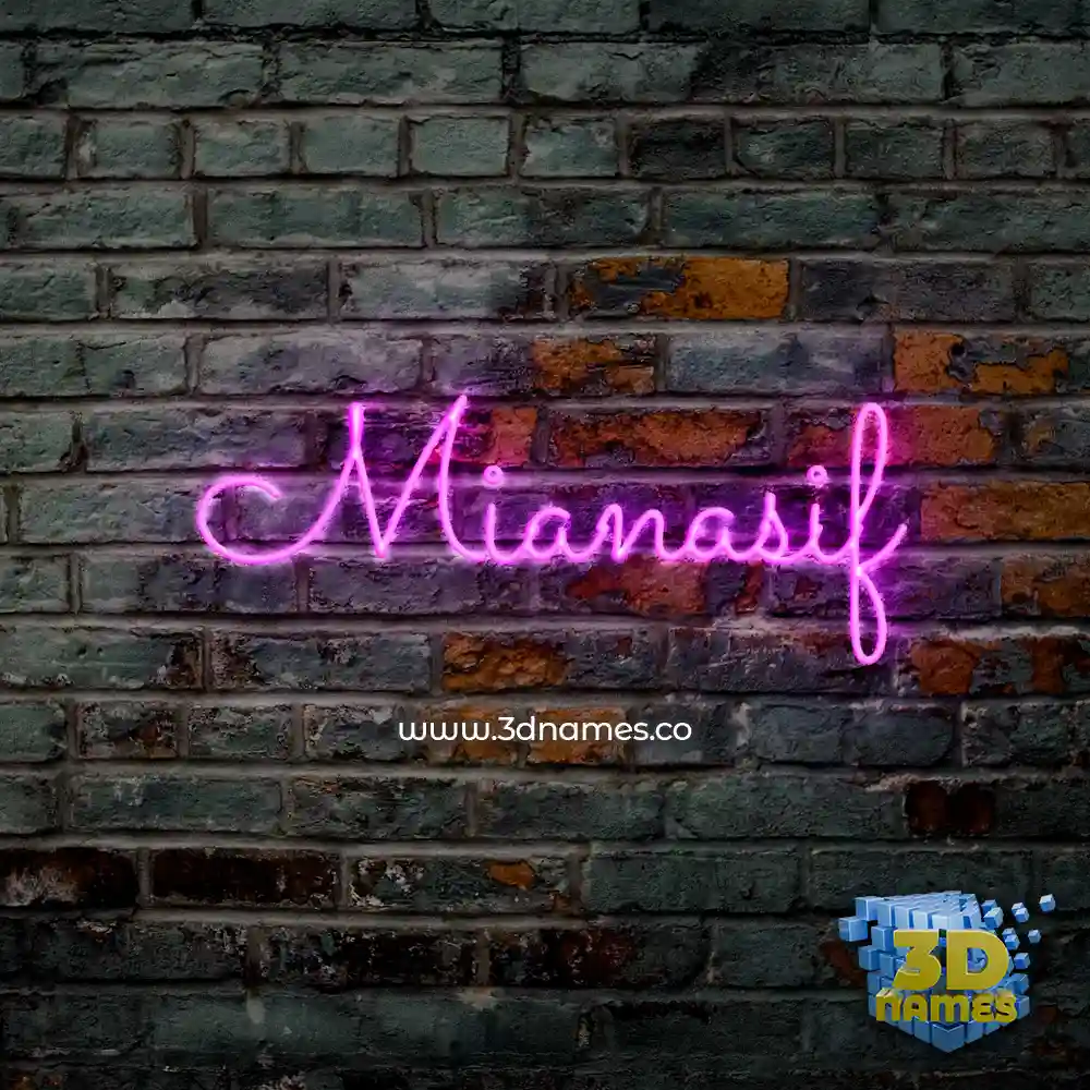 mianasif in Pink Neon style - 3D name wallpaper