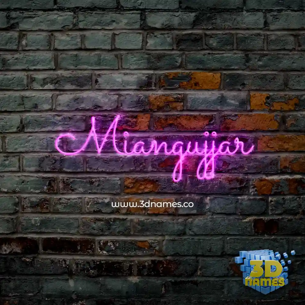 miangujjar in Pink Neon style - 3D name wallpaper