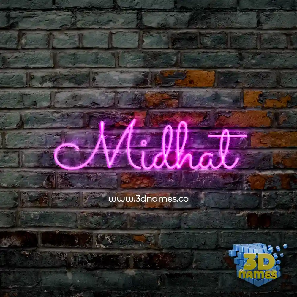 midhat in Pink Neon style - 3D name wallpaper