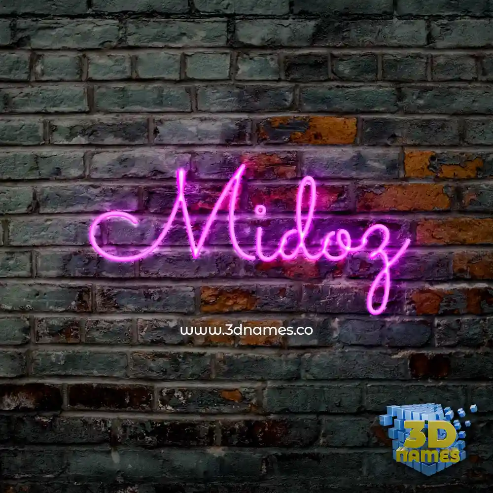 midoz in Pink Neon style - 3D name wallpaper