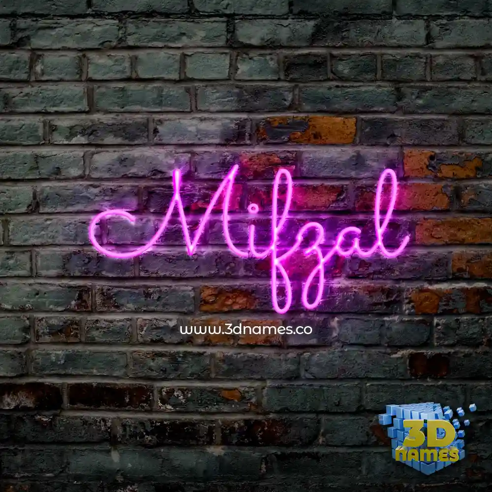 mifzal in Pink Neon style - 3D name wallpaper