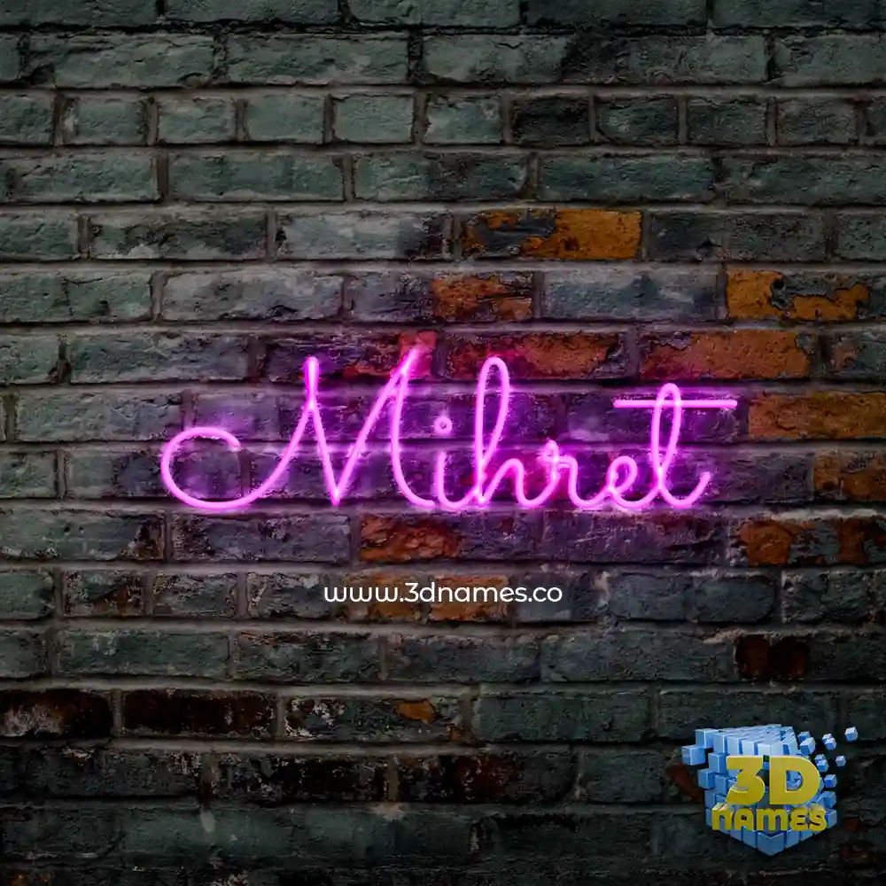 mihret in Pink Neon style - 3D name wallpaper