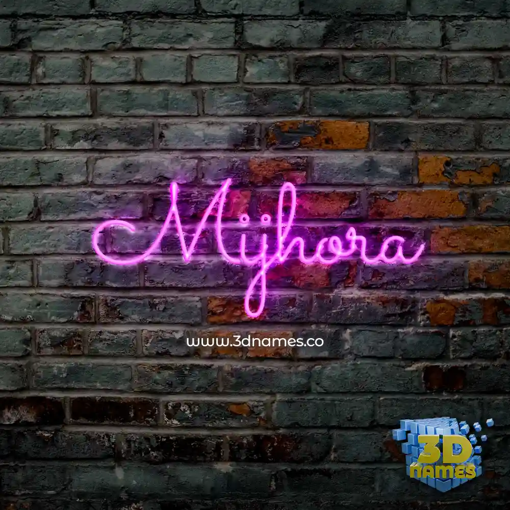 mijhora in Pink Neon style - 3D name wallpaper