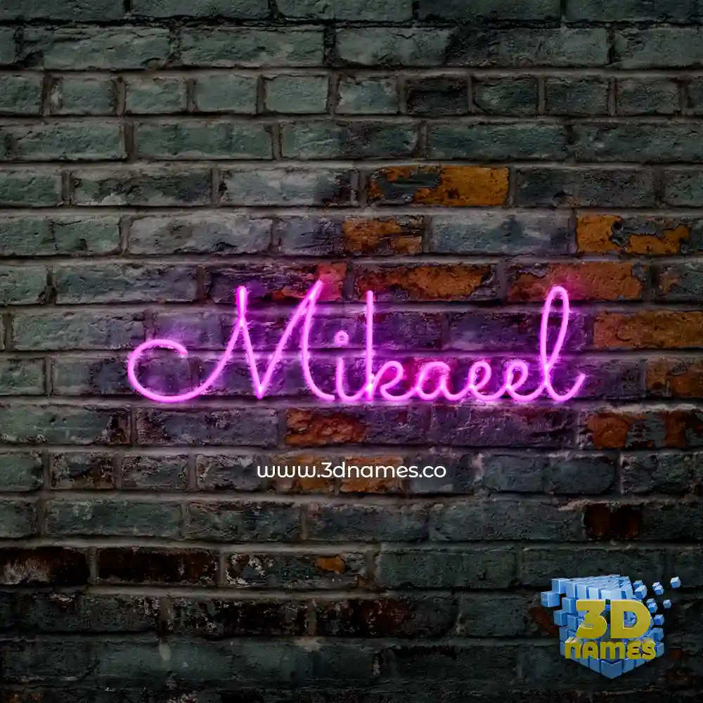 mikaeel in Pink Neon style - 3D name wallpaper