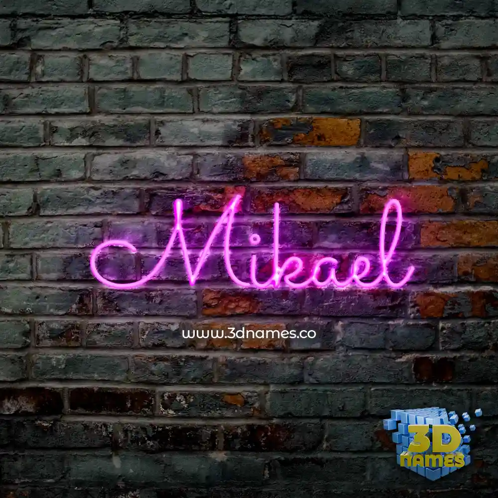 mikael in Pink Neon style - 3D name wallpaper