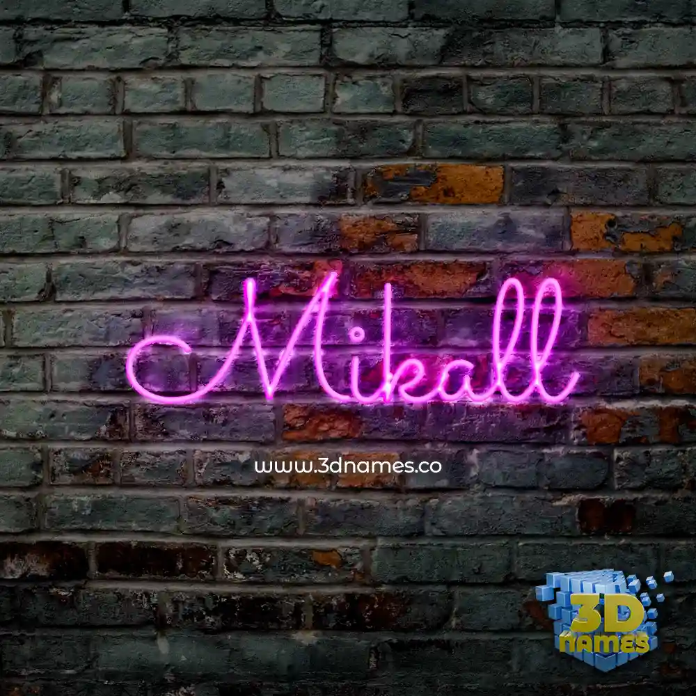 mikall in Pink Neon style - 3D name wallpaper