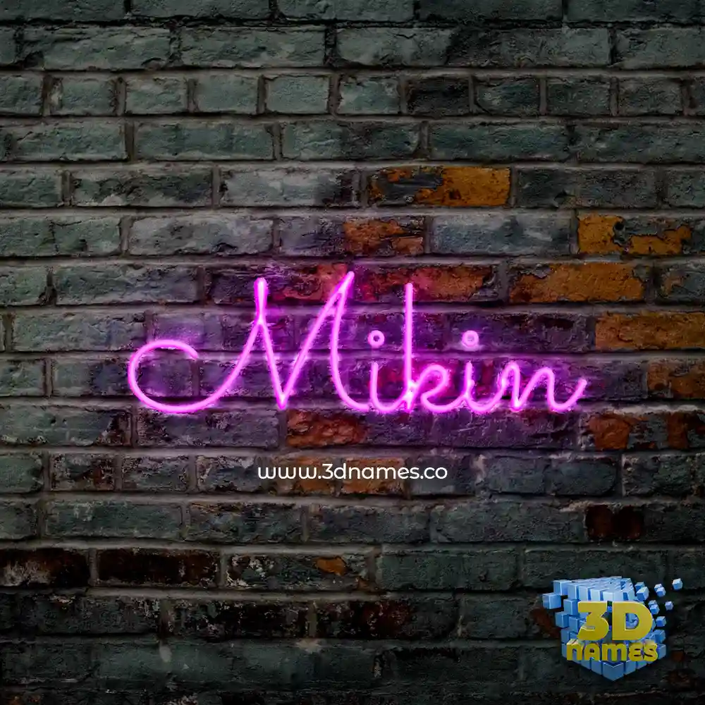 mikin in Pink Neon style - 3D name wallpaper