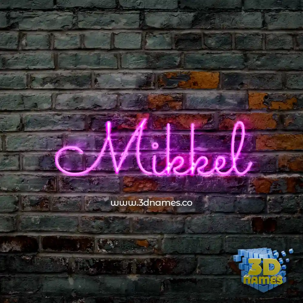 mikkel in Pink Neon style - 3D name wallpaper