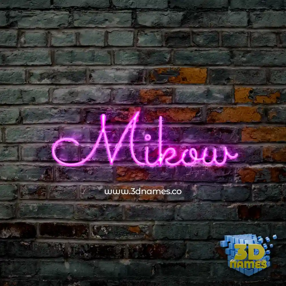mikow in Pink Neon style - 3D name wallpaper