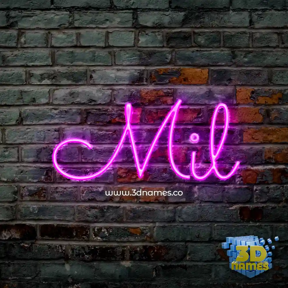 mil in Pink Neon style - 3D name wallpaper