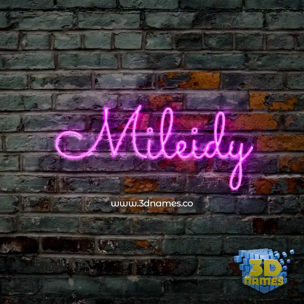 mileidy in Pink Neon style - 3D name wallpaper