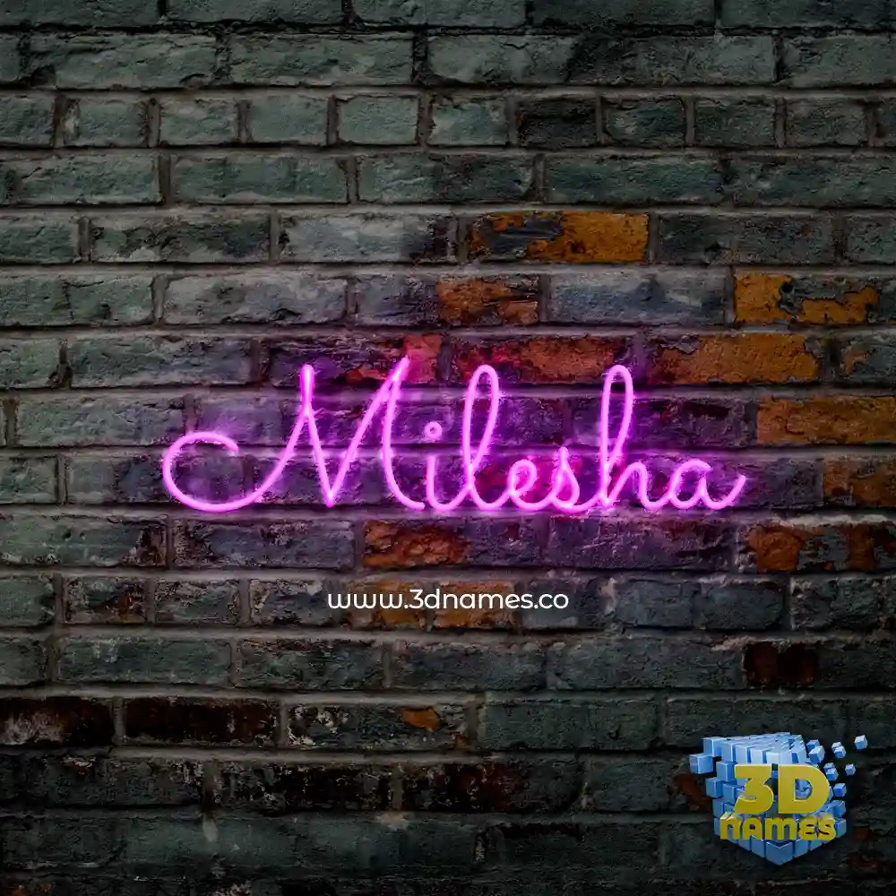 milesha in Pink Neon style - 3D name wallpaper