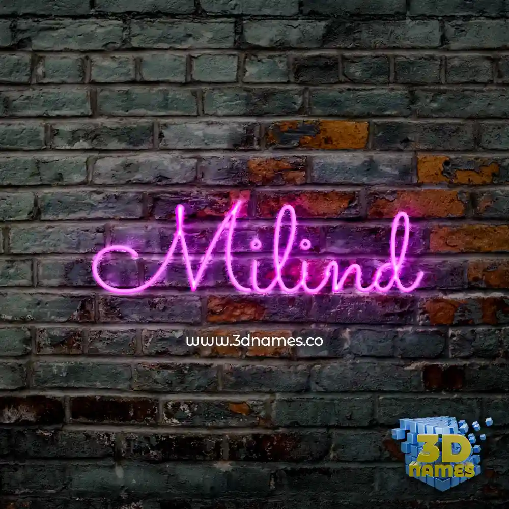 milind in Pink Neon style - 3D name wallpaper