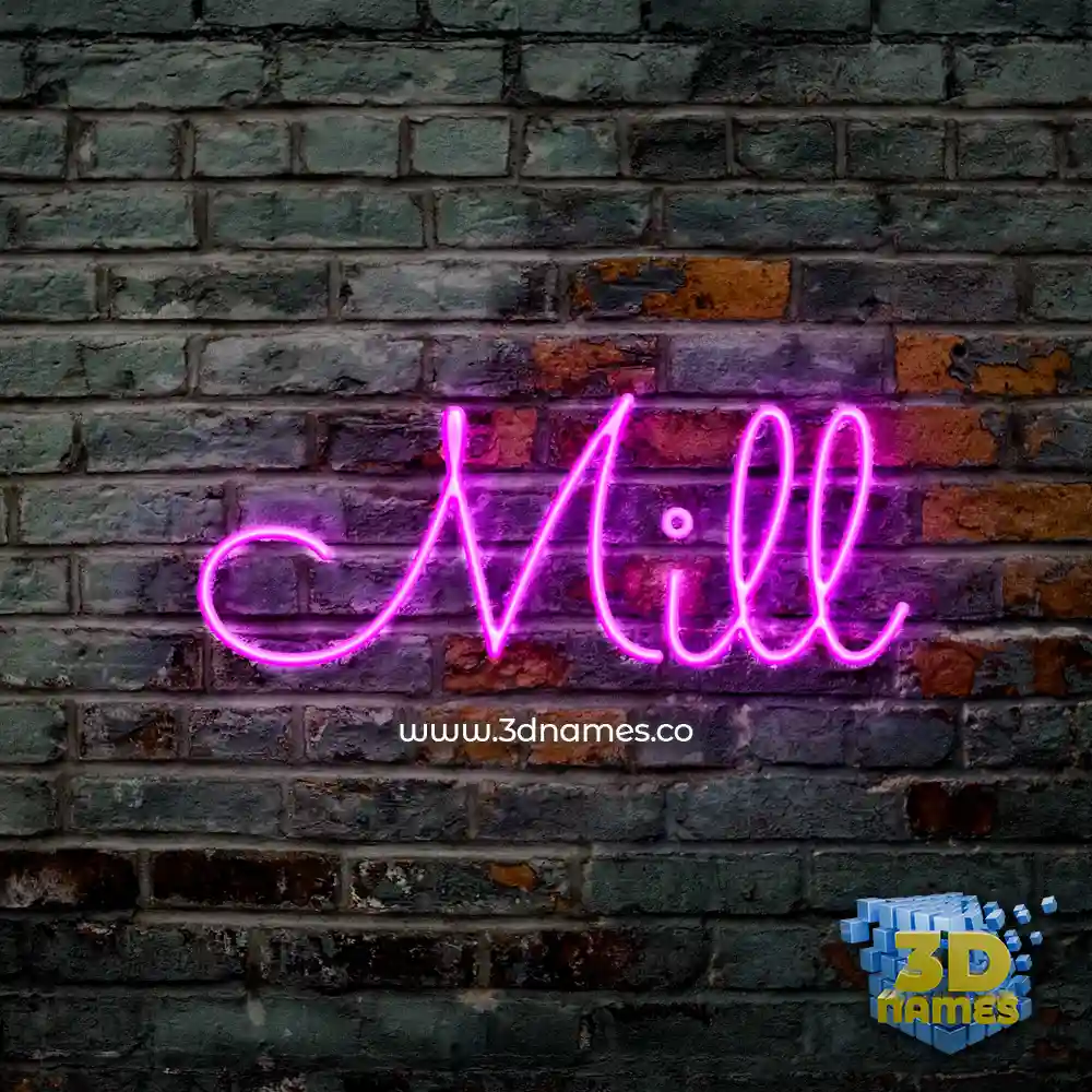 mill in Pink Neon style - 3D name wallpaper