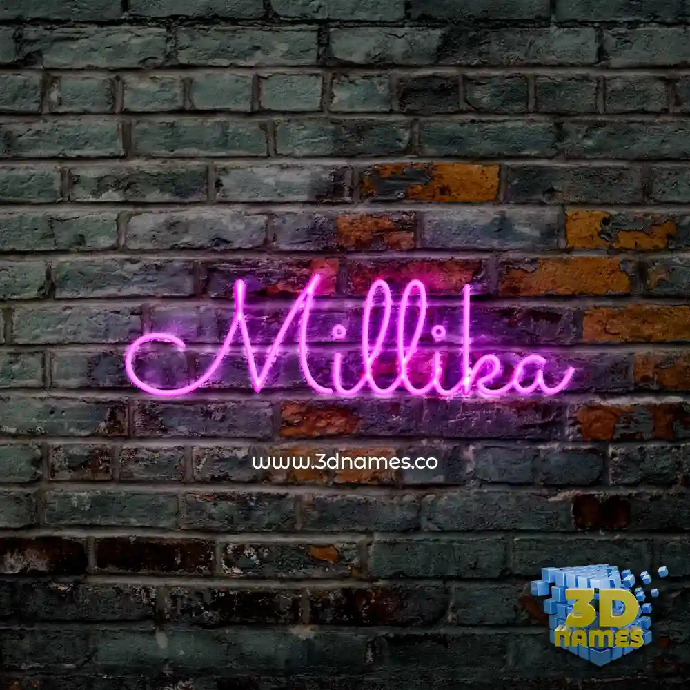 millika in Pink Neon style - 3D name wallpaper