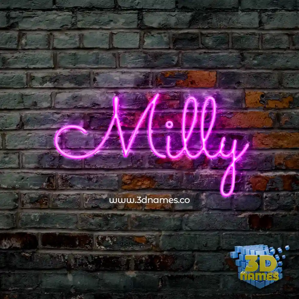 milly in Pink Neon style - 3D name wallpaper
