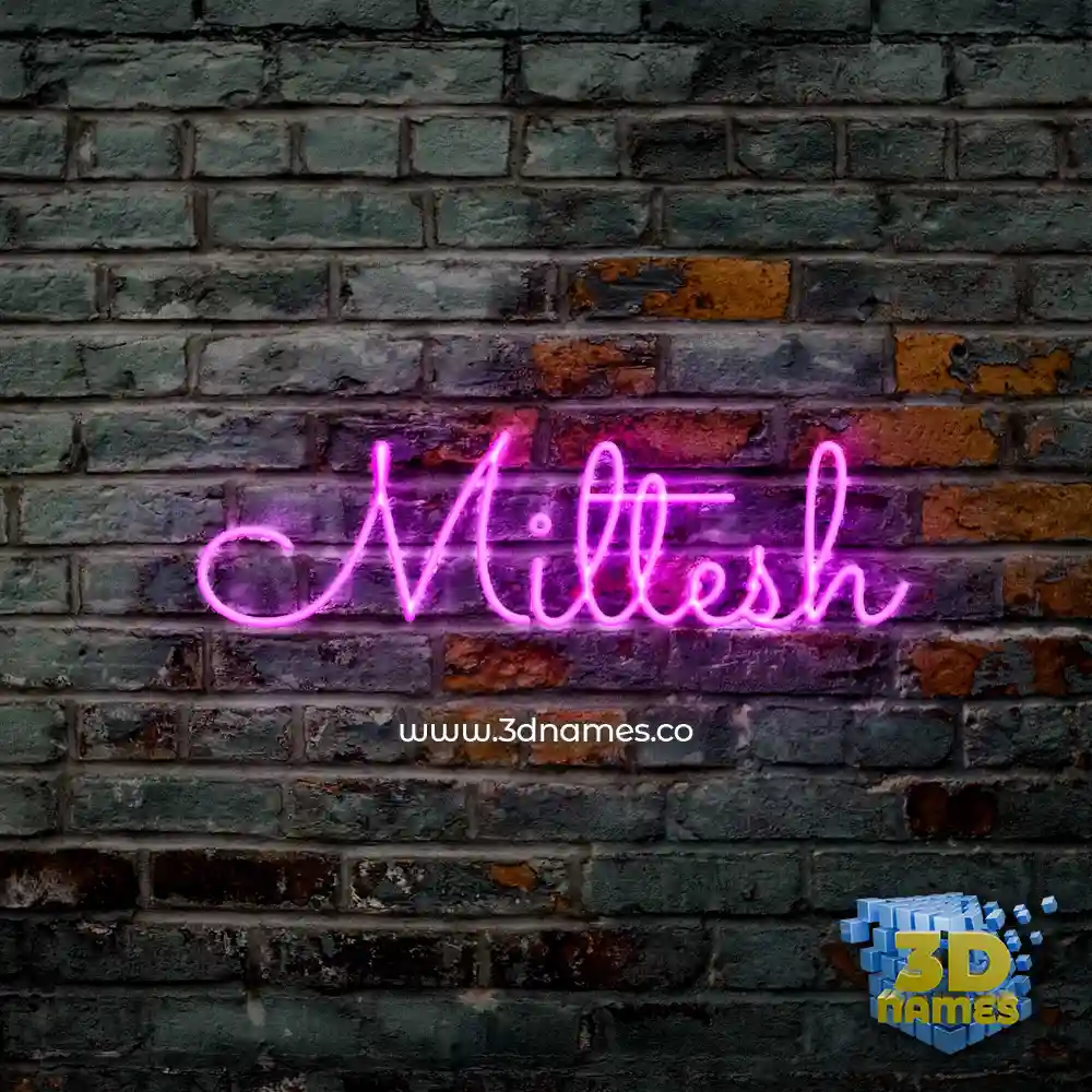 miltesh in Pink Neon style - 3D name wallpaper