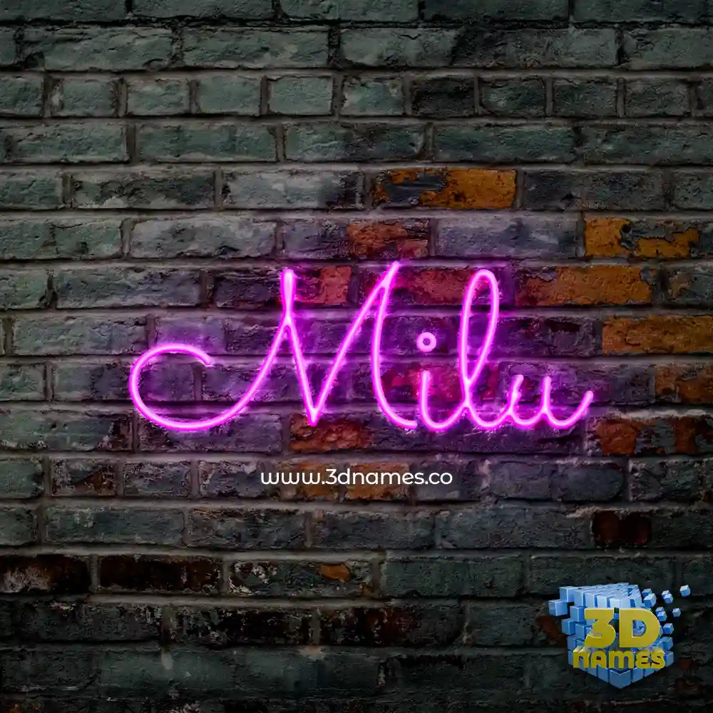 milu in Pink Neon style - 3D name wallpaper
