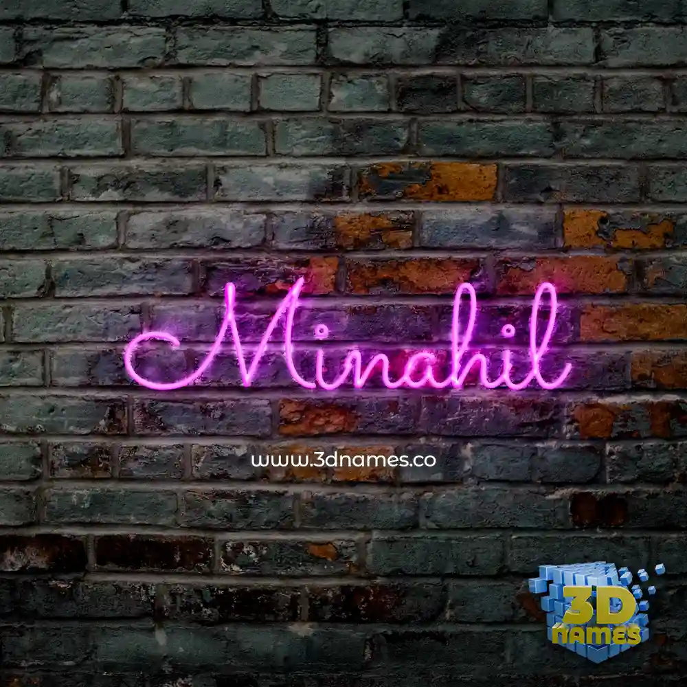 minahil in Pink Neon style - 3D name wallpaper