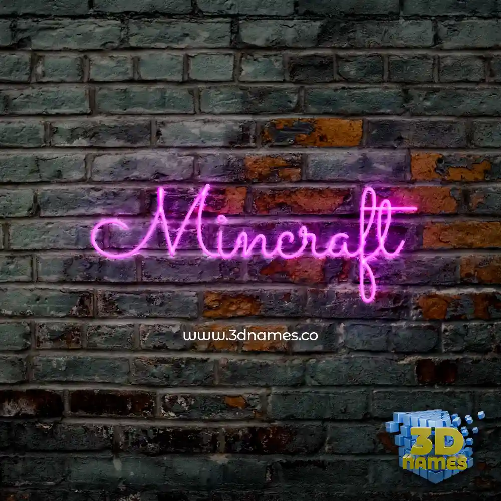 mincraft in Pink Neon style - 3D name wallpaper