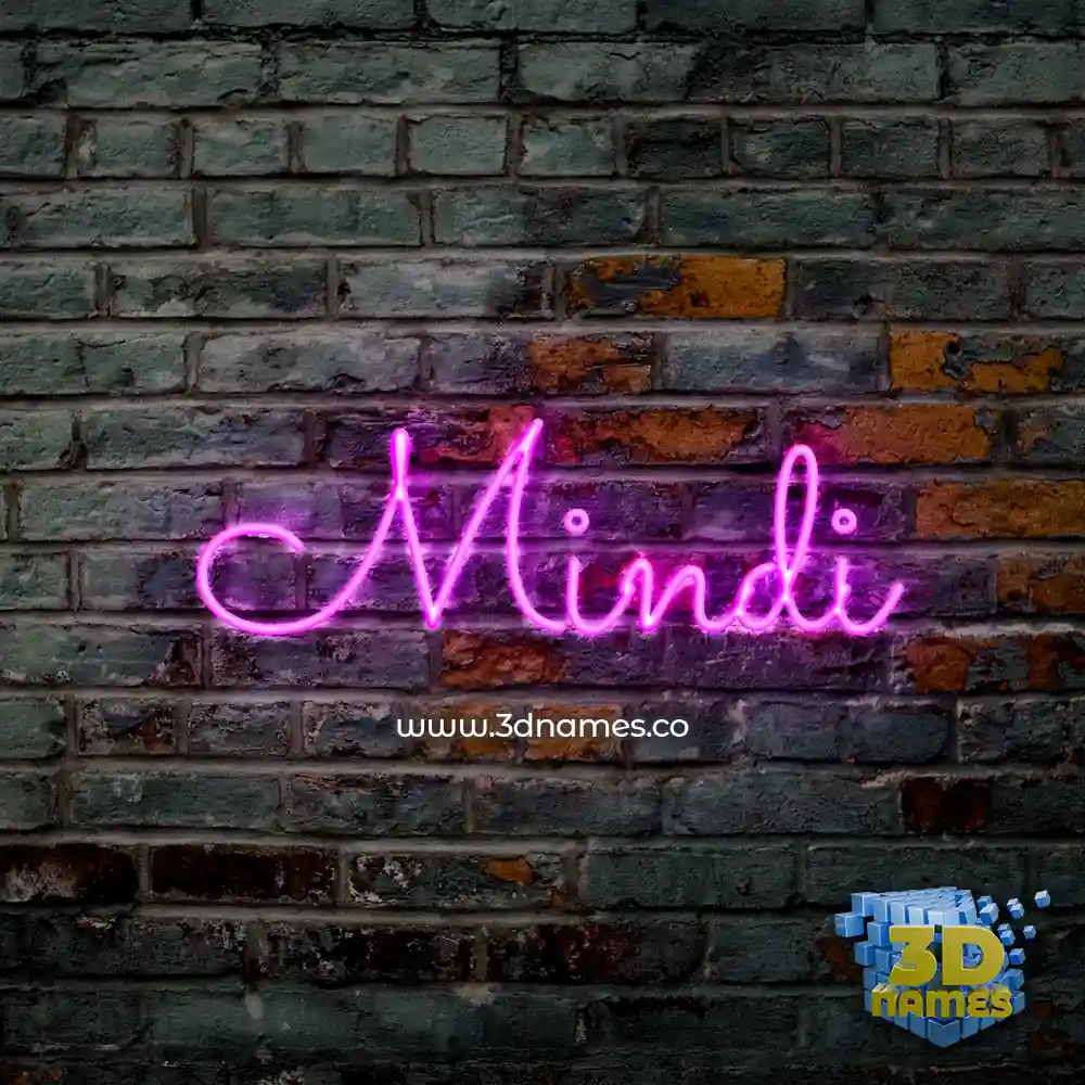 mindi in Pink Neon style - 3D name wallpaper