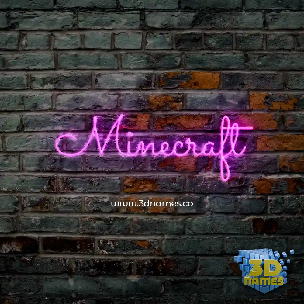 minecraft in Pink Neon style - 3D name wallpaper