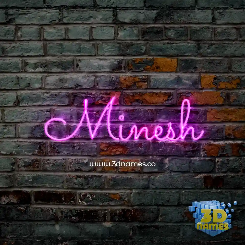 minesh in Pink Neon style - 3D name wallpaper