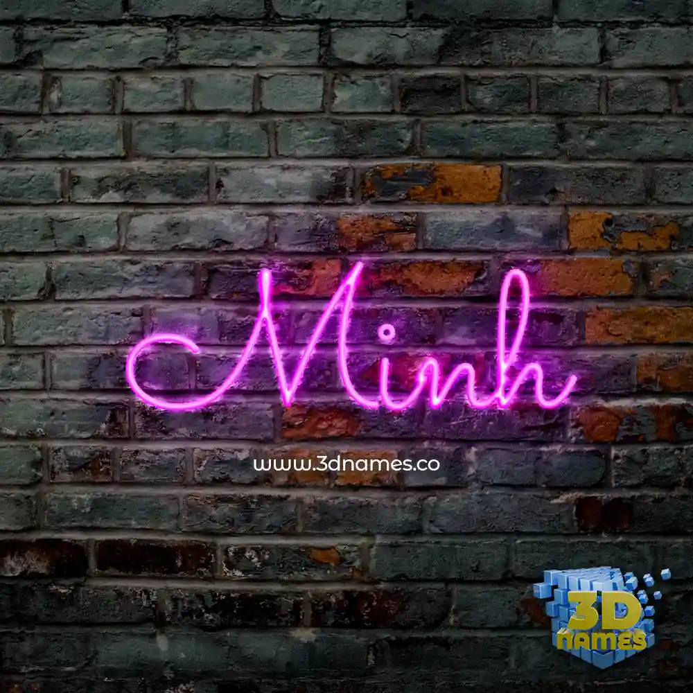 minh in Pink Neon style - 3D name wallpaper