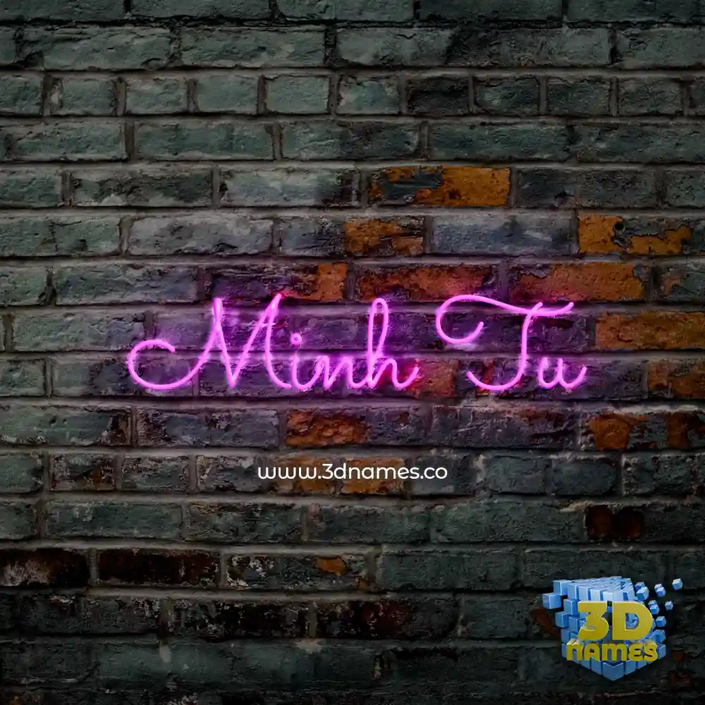 minh tu in Pink Neon style - 3D name wallpaper