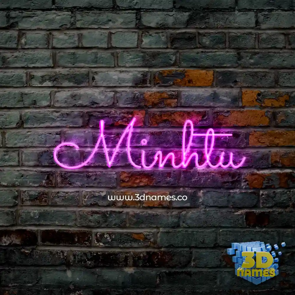 minhtu in Pink Neon style - 3D name wallpaper