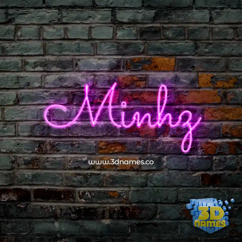minhz in Pink Neon style - 3D name wallpaper