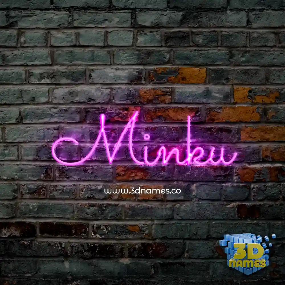 minku in Pink Neon style - 3D name wallpaper
