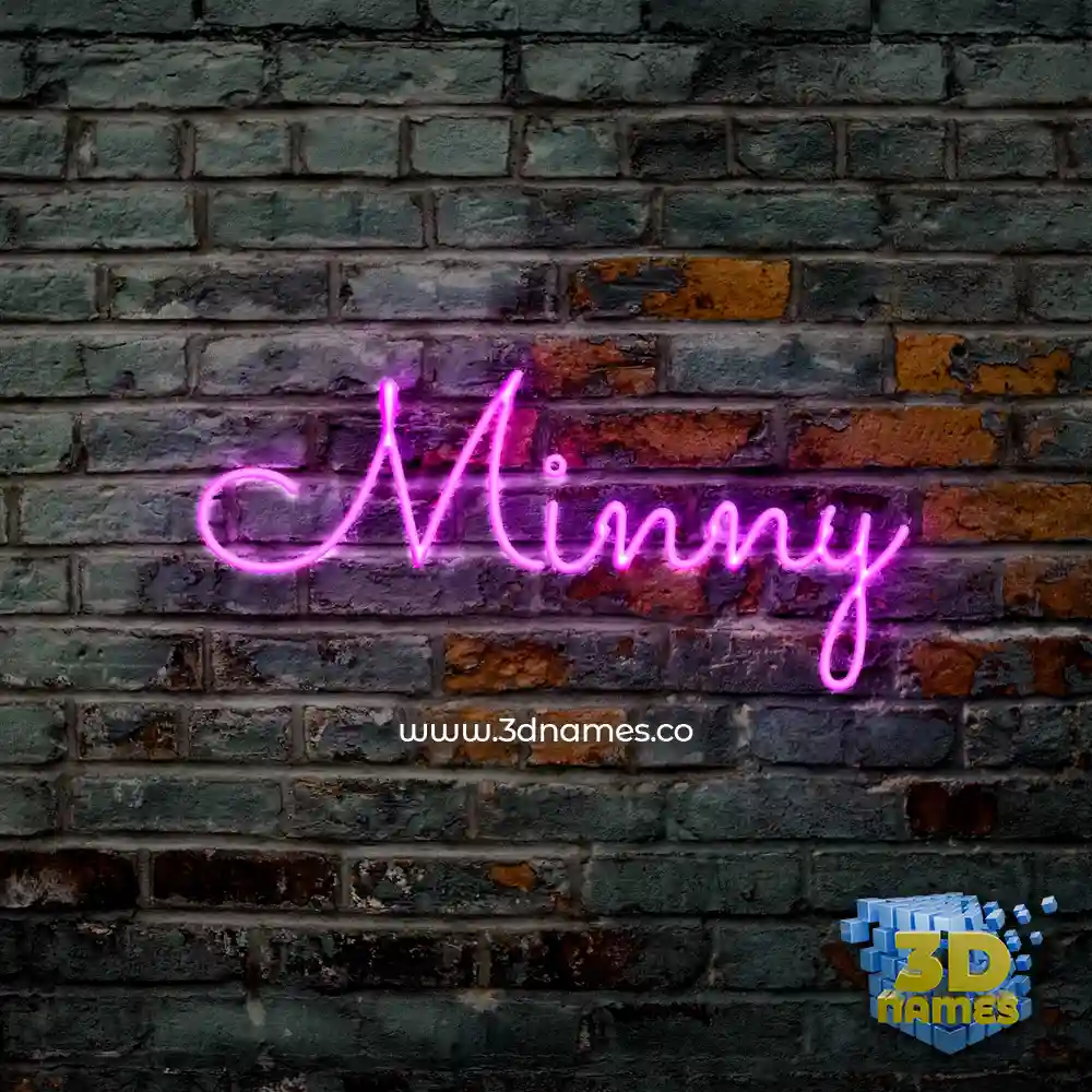 minny in Pink Neon style - 3D name wallpaper